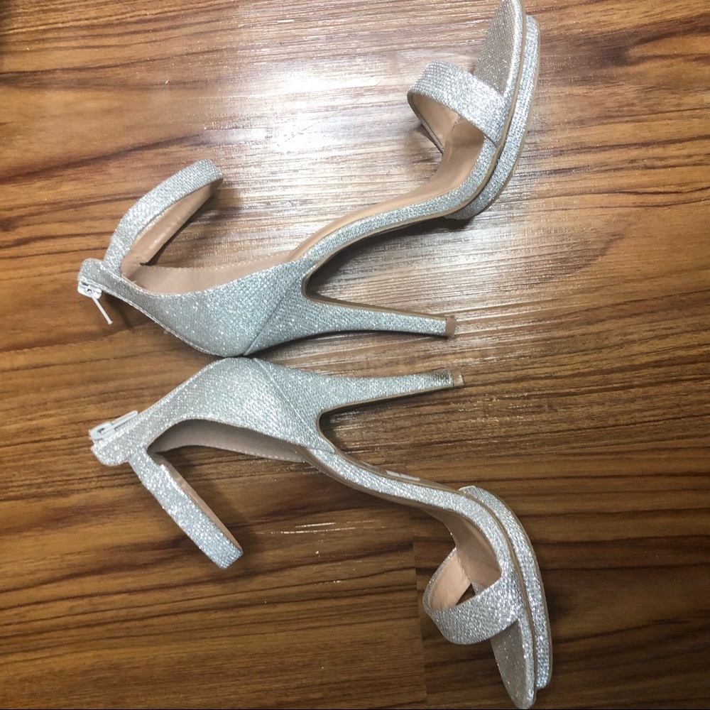 Silver glitter heels